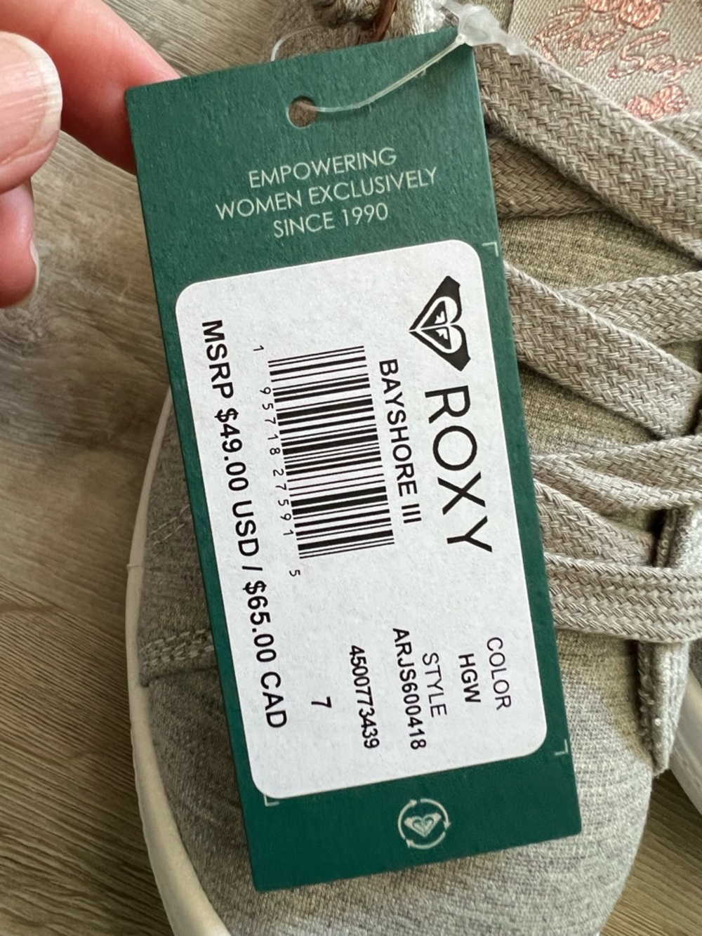 NWT! Roxy Bayshore Gray Knit Sneakers with Pink Accents - Picture 9 of 10